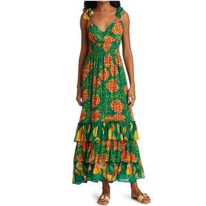 FARM Rio Pineapple Galore Smocked WaistMaxi Dress S